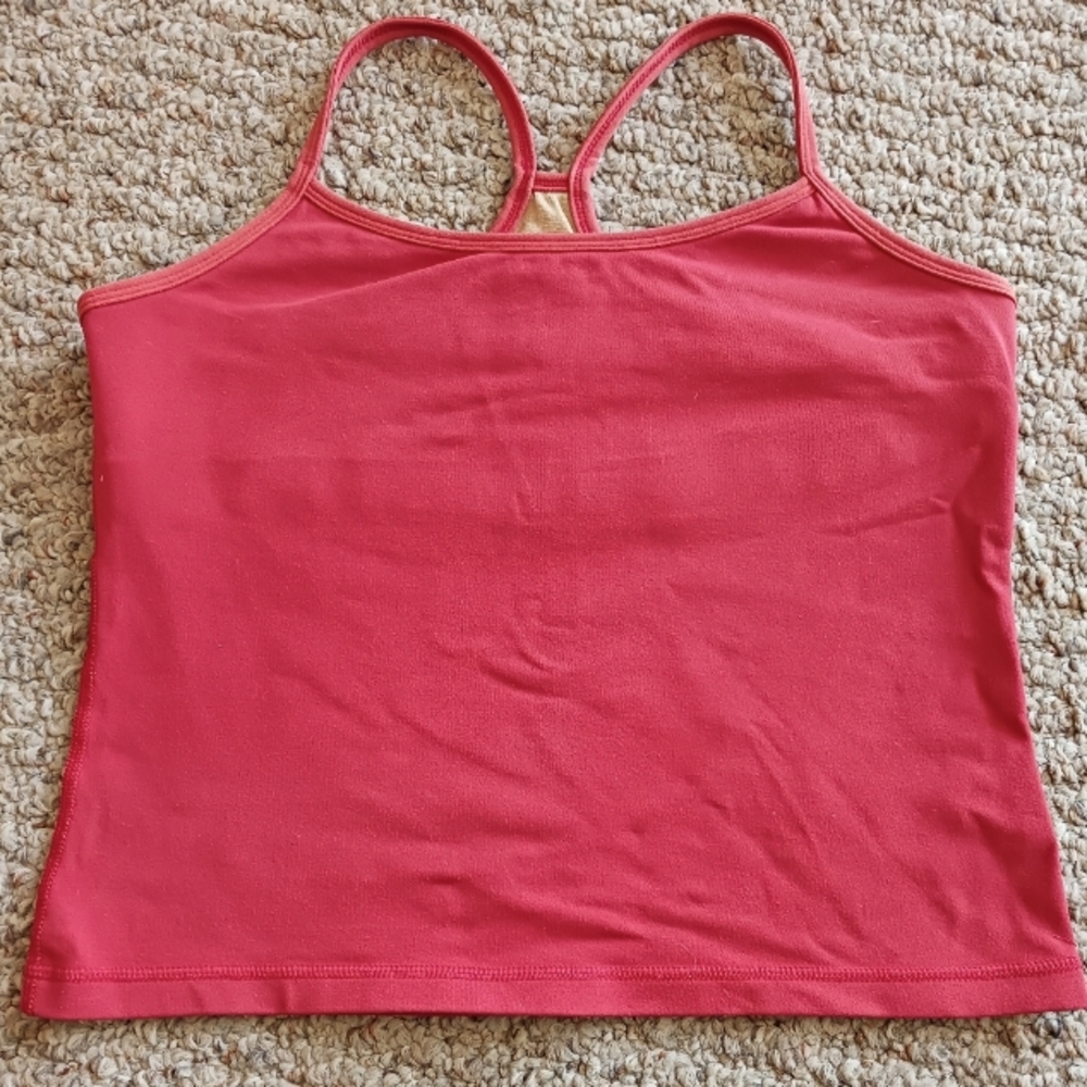 Lululemon Red/Orange Cropped Tank Top w/h Built-In Bra Size 8